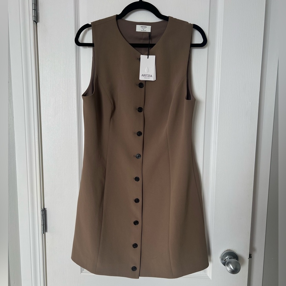 Aritzia Wilfred Regal Modern Mini Dress in Folio Brown